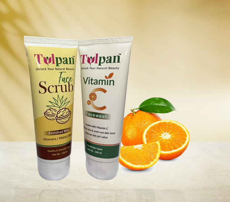 Combo Set Vitamin C Face Wash and Aloevera & Walnut Face Scrub