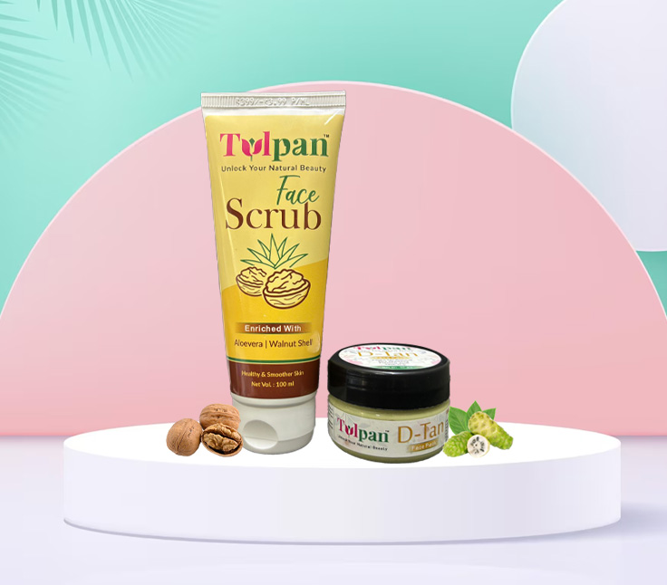 Combo Set  Aloevera & Walnut Face Scrub and D-Tan Face Pack with Noni Extracts