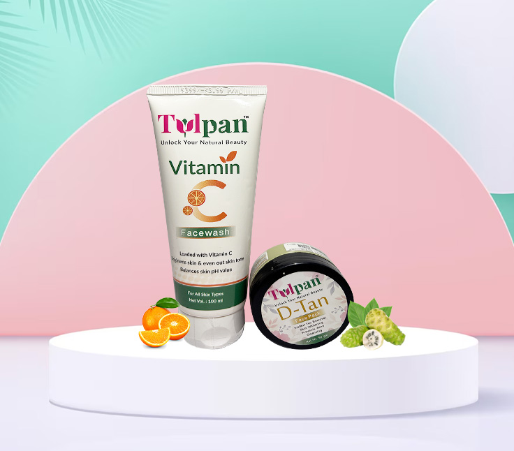 Combo Set Vitamin C Face Wash  and D-Tan Face Pack with Noni Extracts