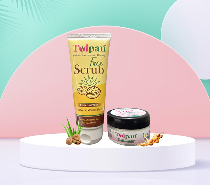 Combo Set Aloevera & Walnut Face Scrub and Foot Cream with Almond Oil & Argon Oil