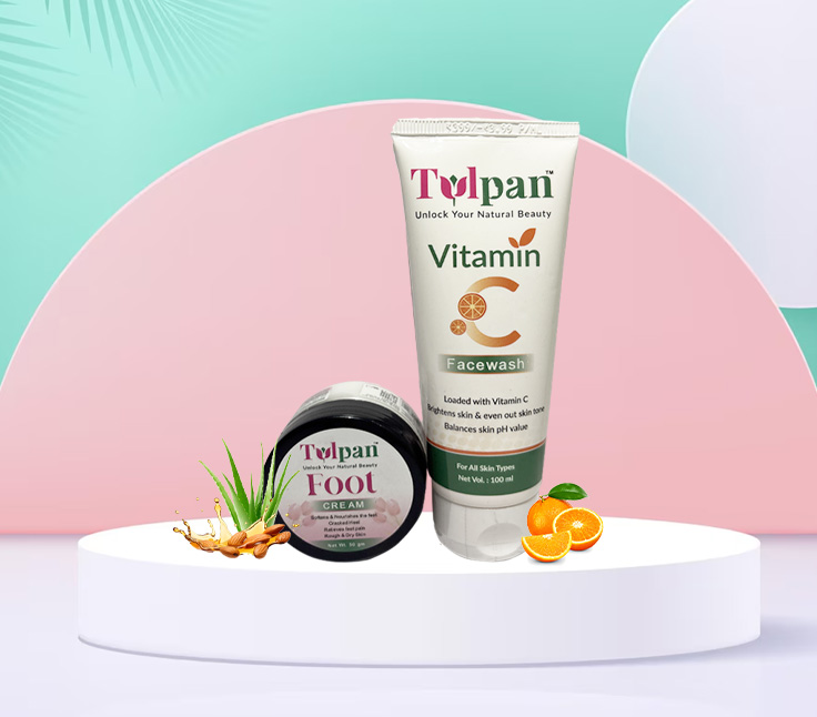 Combo Set Vitamin C Face Wash and Foot Cream with Almond Oil & Argon Oil